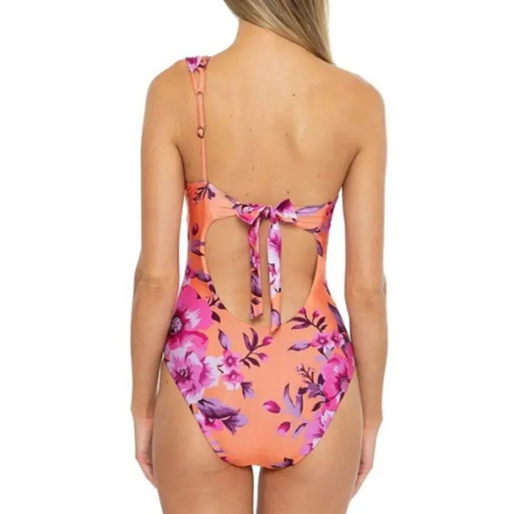 Becca Virtue In Full Bloom Arabella Floral Print One Shoulder One Piece … - Picture 2 of 14